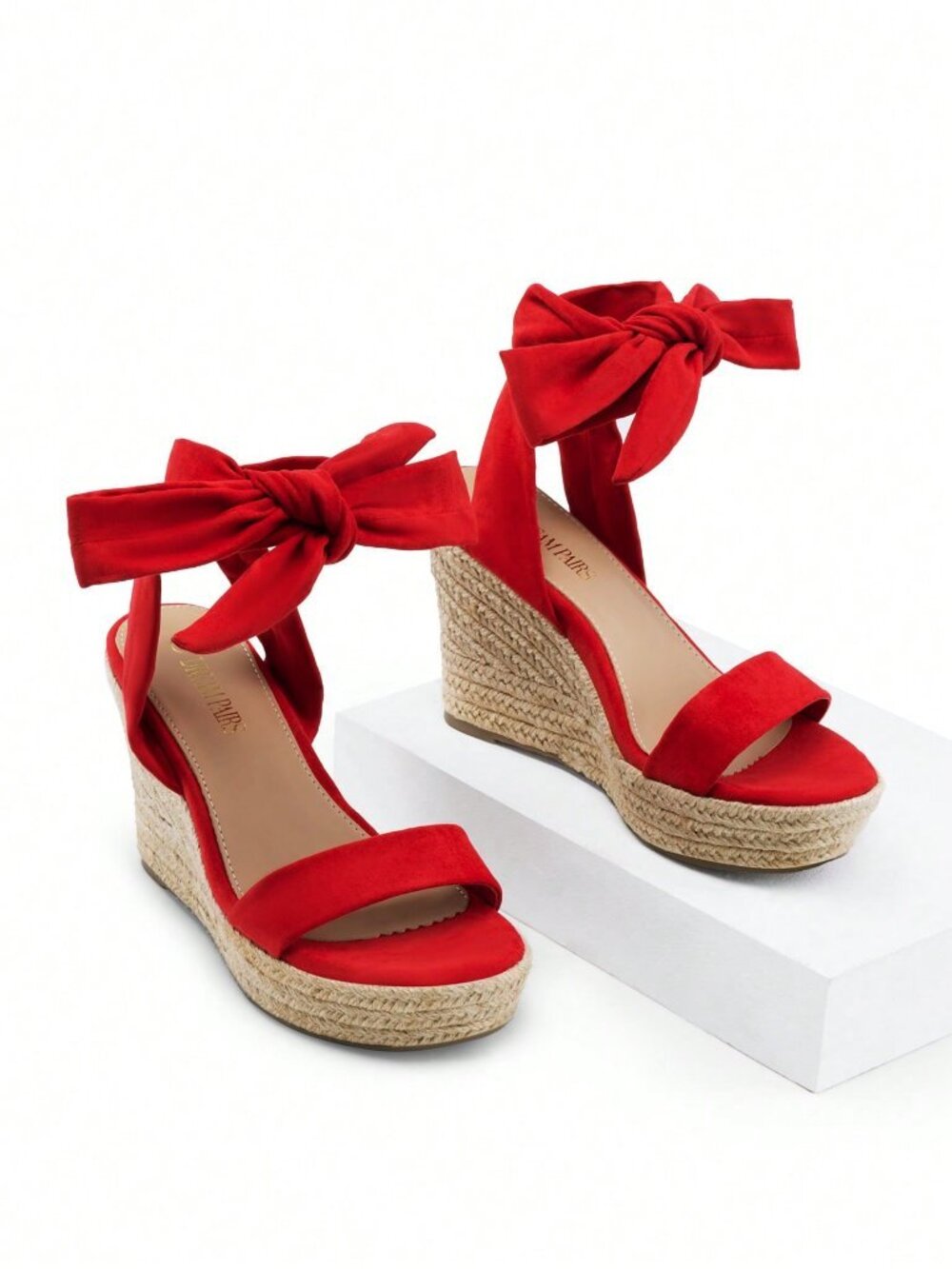 Red Women's Platform  Open Toe Espadrilles Wedges Sandals Shoes - Picture 5 of 8